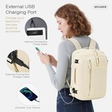 SPAHER Uitbreidbare Reistas Rugzak Handbagage 40x30x15/20cm Zwart met USB en Schoenenvak