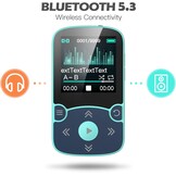AGPTEK 64GB MP3 Bluetooth 5.3 met Clip, HiFi Draagbare Sport MP3-Speler, Muziekspeler met Volumeknop, FM-Radio/Stappenteller/Stemrecorder, Uitbreidbaar tot 192 GB - Blauw