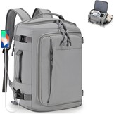 SPAHER Uitbreidbare Reistas Rugzak Handbagage 40x30x15/20cm Zwart met USB en Schoenenvak