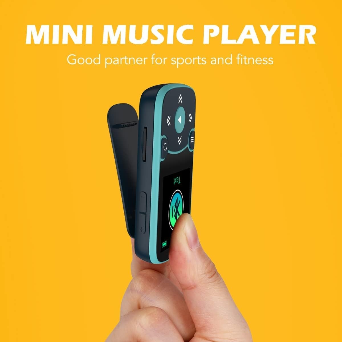 AGPTEK 64GB MP3 Bluetooth 5.3 met Clip, HiFi Draagbare Sport MP3-Speler, Muziekspeler met Volumeknop, FM-Radio/Stappenteller/Stemrecorder, Uitbreidbaar tot 192 GB - Blauw