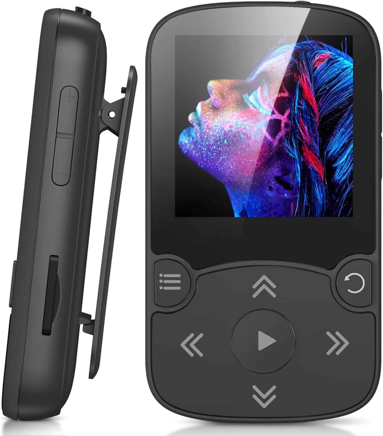 AGPTEK 64GB MP3 Bluetooth 5.3 met Clip, HiFi Draagbare Sport MP3-Speler, Muziekspeler met Volumeknop, FM-Radio/Stappenteller/Stemrecorder, Uitbreidbaar tot 192 GB - Blauw