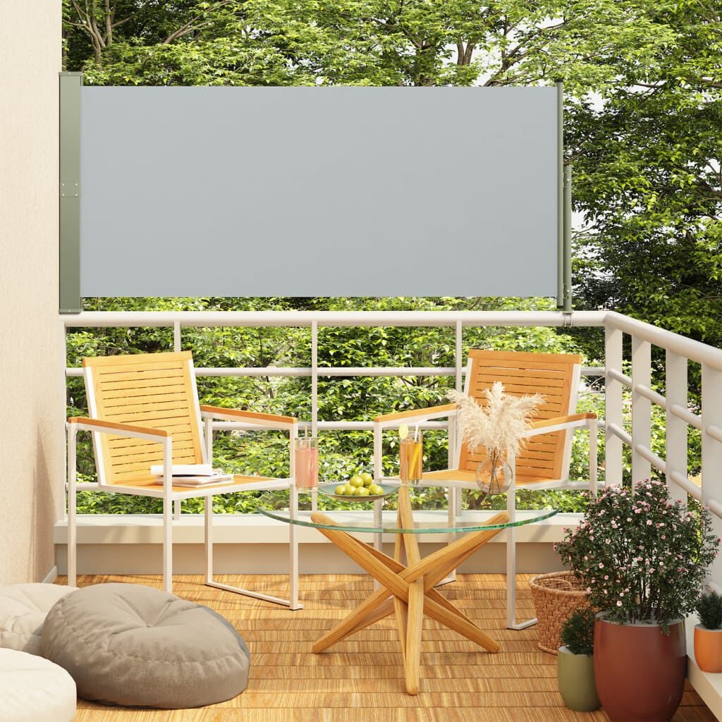 vidaXL Tuinscherm uittrekbaar 140x300 cm grijs
