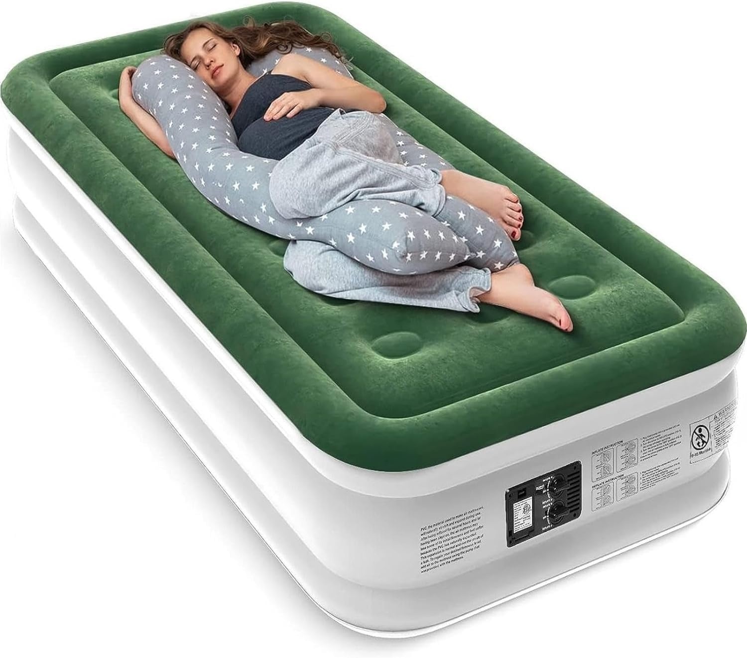 Zearna luchtbed 1 persoon 190 x 100 x 40 cm, zelfopblazend met elektrische pomp en snelopblaas, comfortabel voor thuis, reizen en outdoor