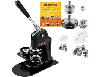 VEVOR Button Maker Machine, 32 mm (1,25 inch) Badge Punch Press Kit, Kinderen DIY Geschenken Pin Maker, Knop Maken Benodigdheden met 500 stks Knop Onderdelen & Cirkelsnijder & Magisch Boek