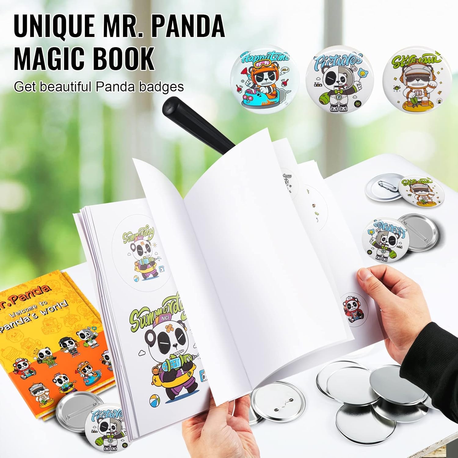 VEVOR Button Maker Machine, 32 mm (1,25 inch) Badge Punch Press Kit, Kinderen DIY Geschenken Pin Maker, Knop Maken Benodigdheden met 500 stks Knop Onderdelen & Cirkelsnijder & Magisch Boek