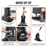 VEVOR Button Maker Machine, 32 mm (1,25 inch) Badge Punch Press Kit, Kinderen DIY Geschenken Pin Maker, Knop Maken Benodigdheden met 500 stks Knop Onderdelen & Cirkelsnijder & Magisch Boek