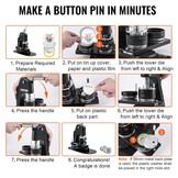 VEVOR Button Maker Machine, 32 mm (1,25 inch) Badge Punch Press Kit, Kinderen DIY Geschenken Pin Maker, Knop Maken Benodigdheden met 500 stks Knop Onderdelen & Cirkelsnijder & Magisch Boek