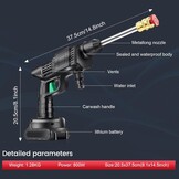 Max.35 Bar Hogedrukreiniger met 2 oplaadbare accu's, 2-in-1 mondstuk en 5 m slang, draagbare draadloze hogedrukreiniger voor auto's, hekken, terras, tuin, gazon