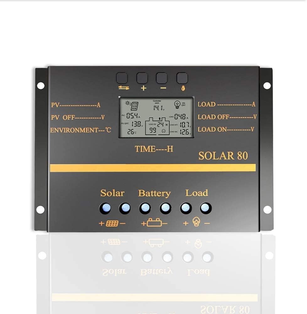 80A mppt Solar Charging Controller 80A 12V/24V Automatische detectie van de spanning Zonnepaneel Intelligentie Controller met LCD-display USB