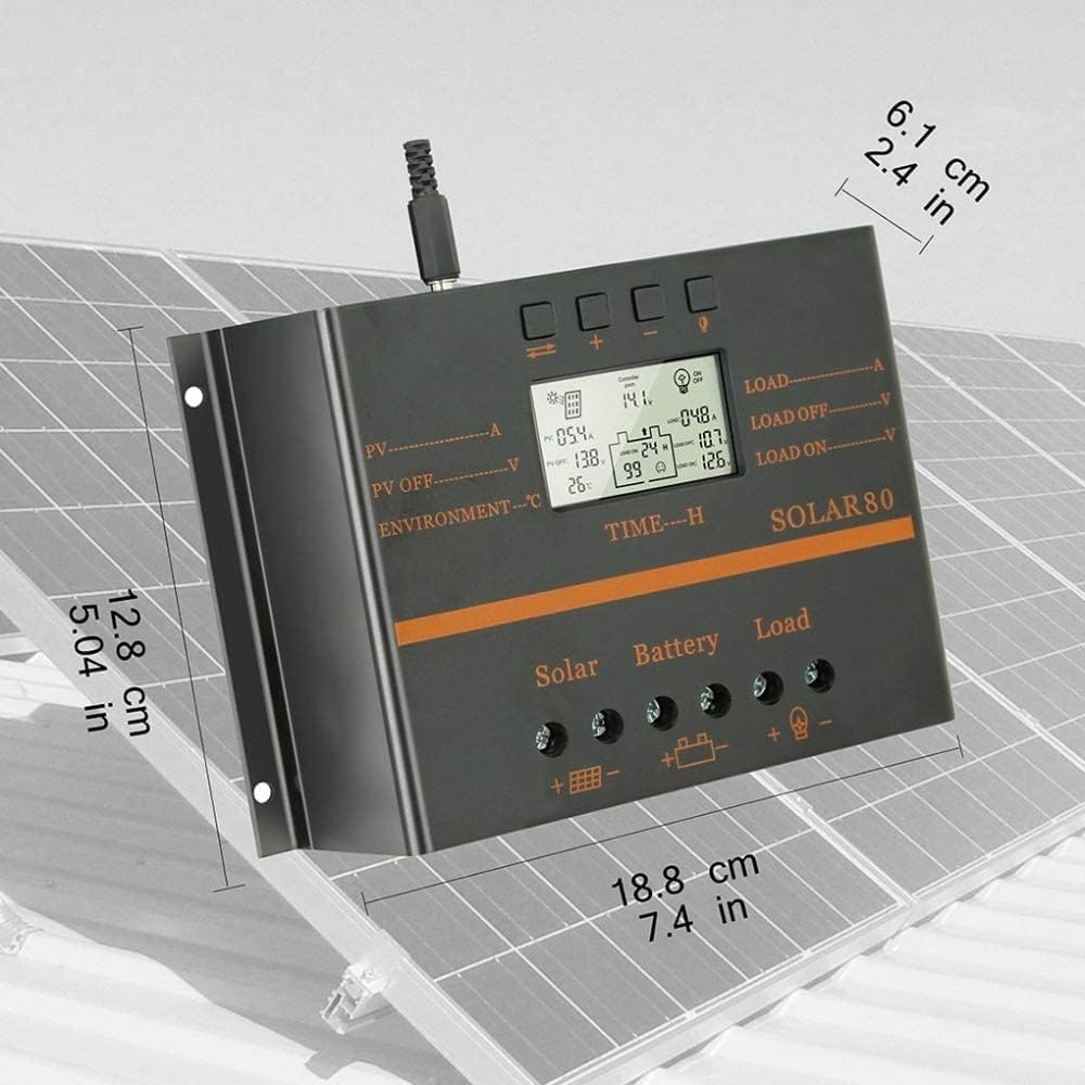 80A mppt Solar Charging Controller 80A 12V/24V Automatische detectie van de spanning Zonnepaneel Intelligentie Controller met LCD-display USB