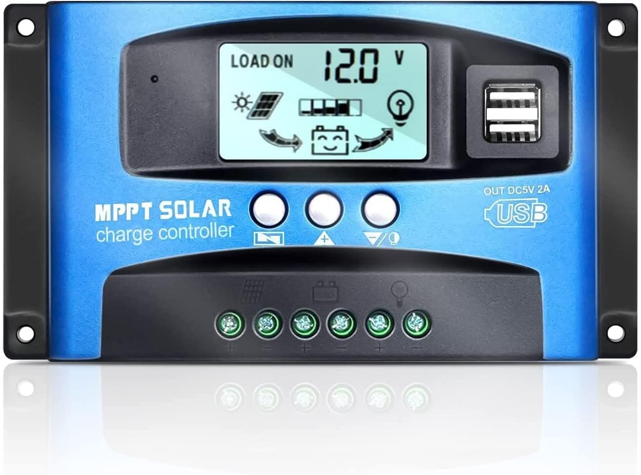 80A mppt Solar Charging Controller 80A 12V/24V Automatische detectie van de spanning Zonnepaneel Intelligentie Controller met LCD-display USB