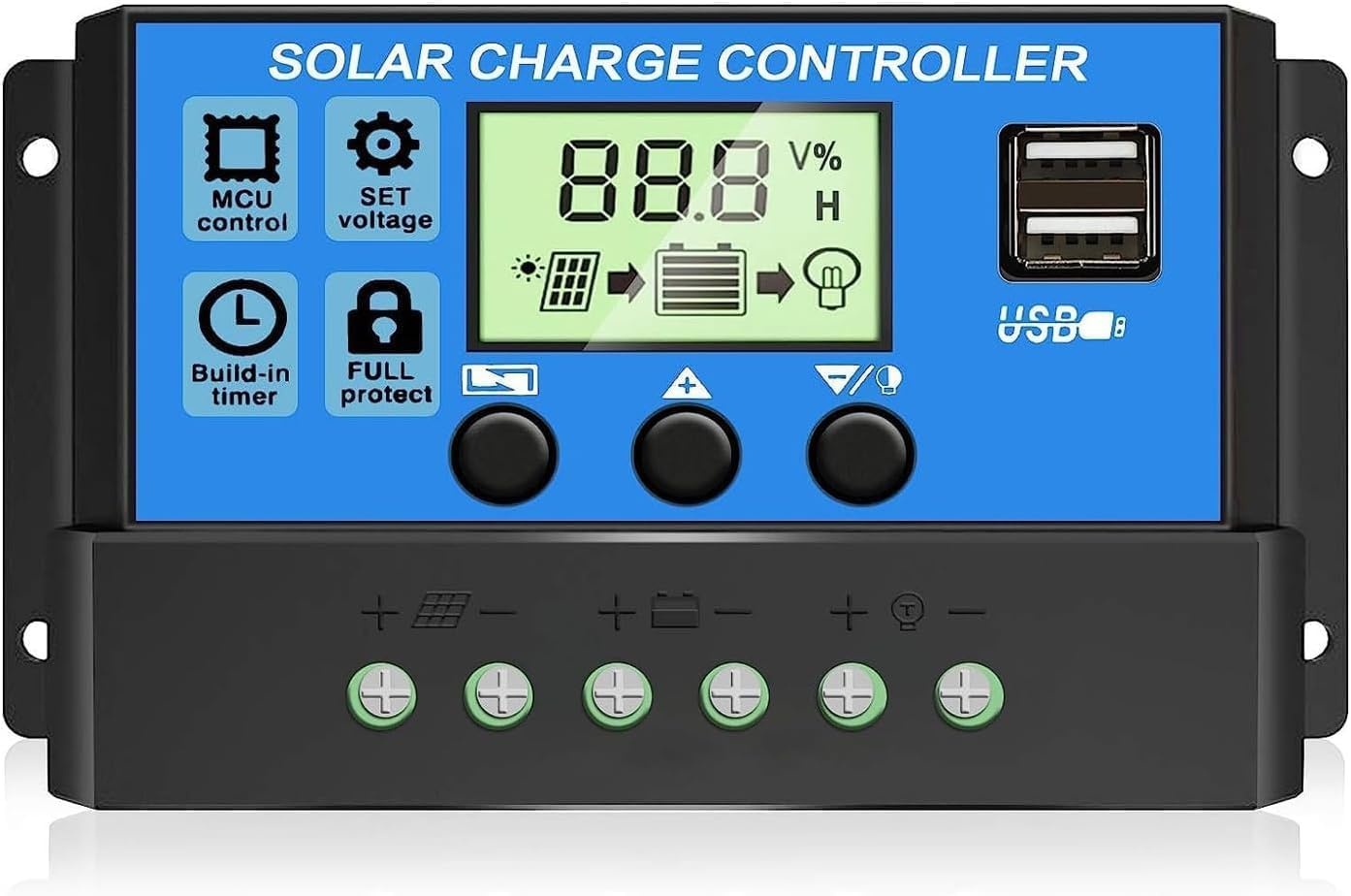 80A mppt Solar Charging Controller 80A 12V/24V Automatische detectie van de spanning Zonnepaneel Intelligentie Controller met LCD-display USB