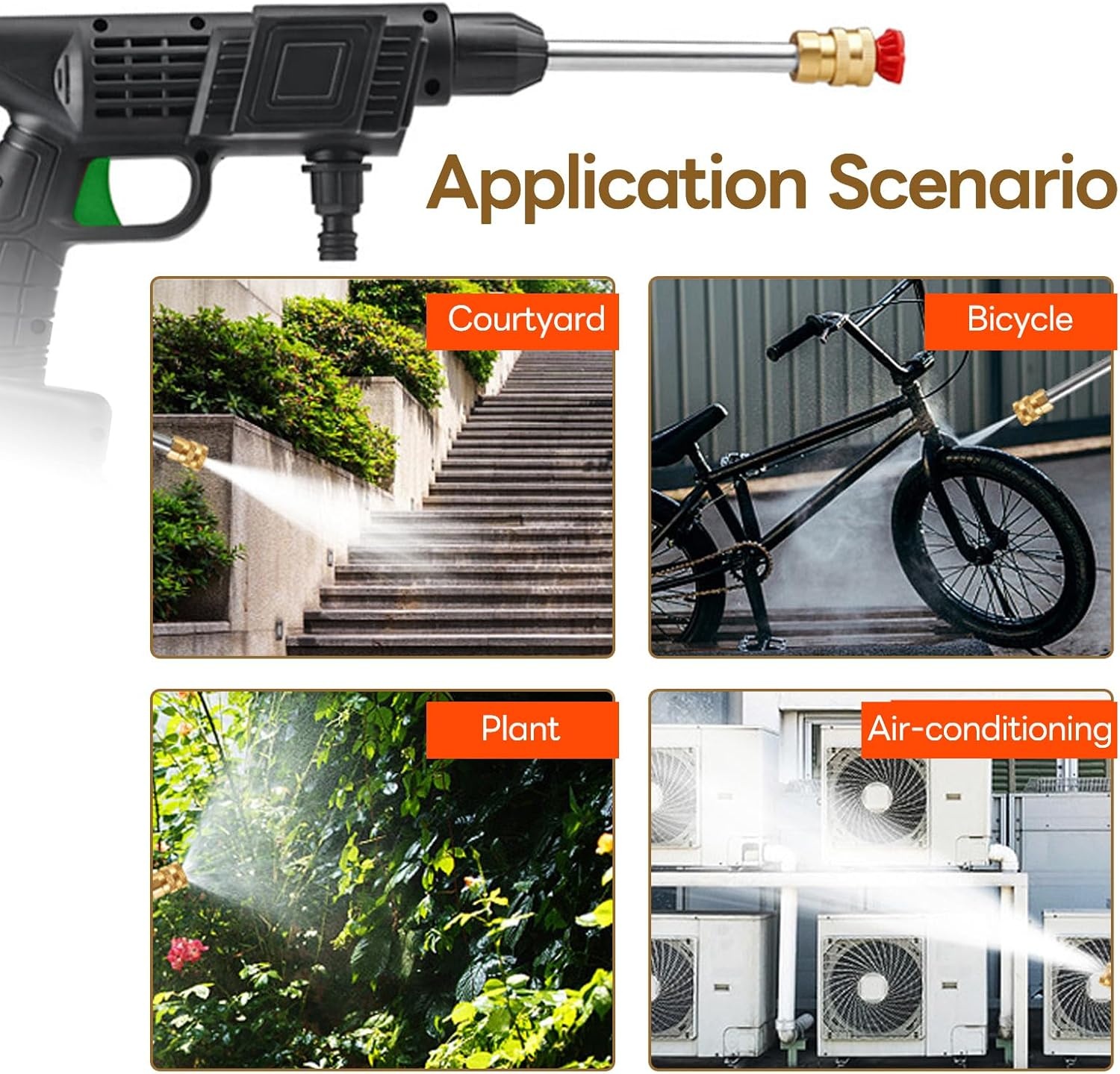 Max.35 Bar Hogedrukreiniger met 2 oplaadbare accu's, 2-in-1 mondstuk en 5 m slang, draagbare draadloze hogedrukreiniger voor auto's, hekken, terras, tuin, gazon
