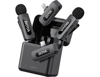 Boya BY-V3 Combo Draadloze Lavalier Microfoon voor iPhone & Android met USB-C/Lightning