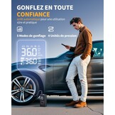 Powools Draadloze autobandenpomp – draagbare luchtcompressor 150 psi met automatische uitschakeling en ledlicht, elektrische fietspomp voor auto, motorfiets, fiets, bal, 8,90 x 4,75 x 13,79 cm