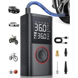 Powools Draadloze autobandenpomp – draagbare luchtcompressor 150 psi met automatische uitschakeling en ledlicht, elektrische fietspomp voor auto, motorfiets, fiets, bal, 8,90 x 4,75 x 13,79 cm