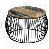 vidaXL Salontafel rond 68x37 cm massief gerecycled hout
