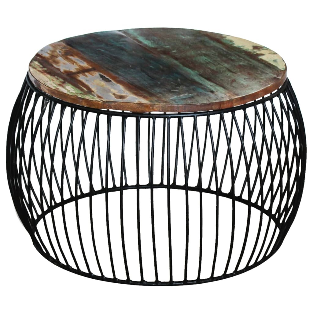 vidaXL Salontafel rond 68x37 cm massief gerecycled hout