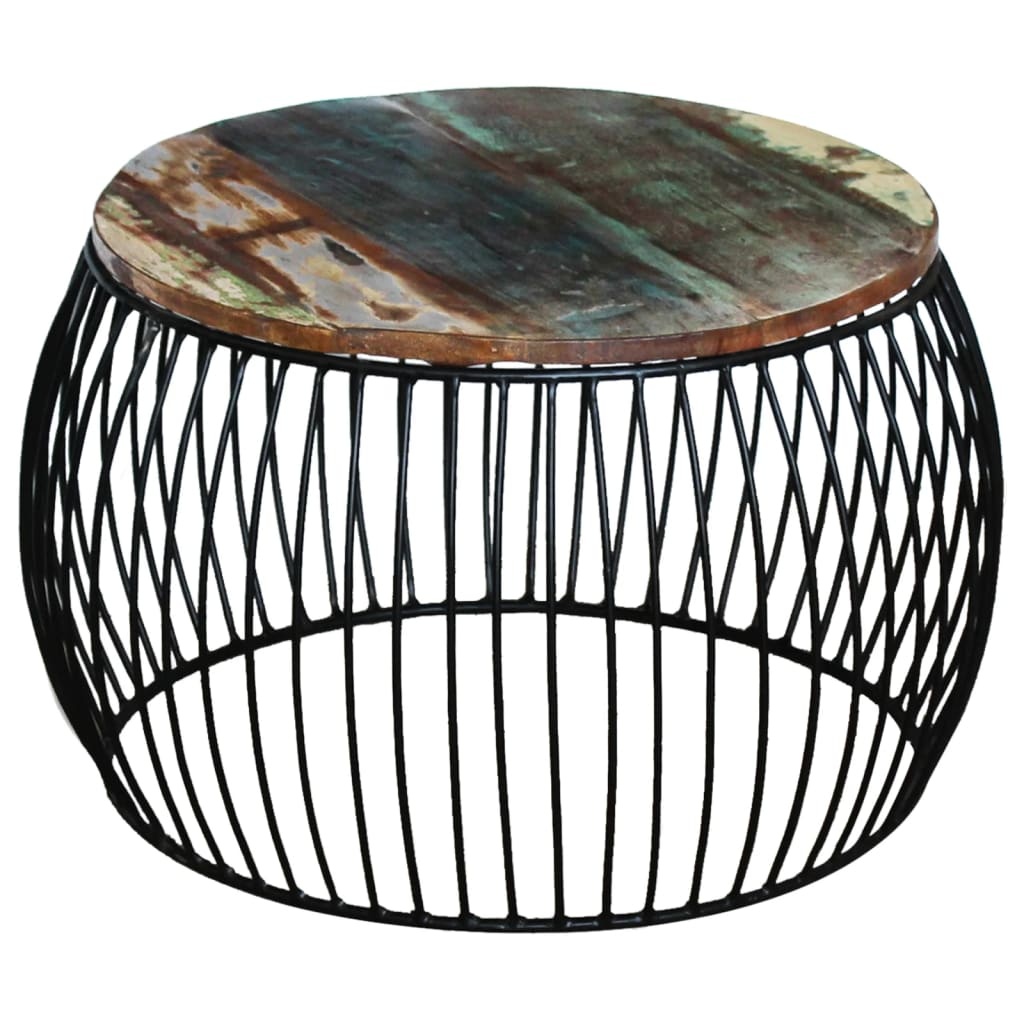 vidaXL Salontafel rond 68x37 cm massief gerecycled hout