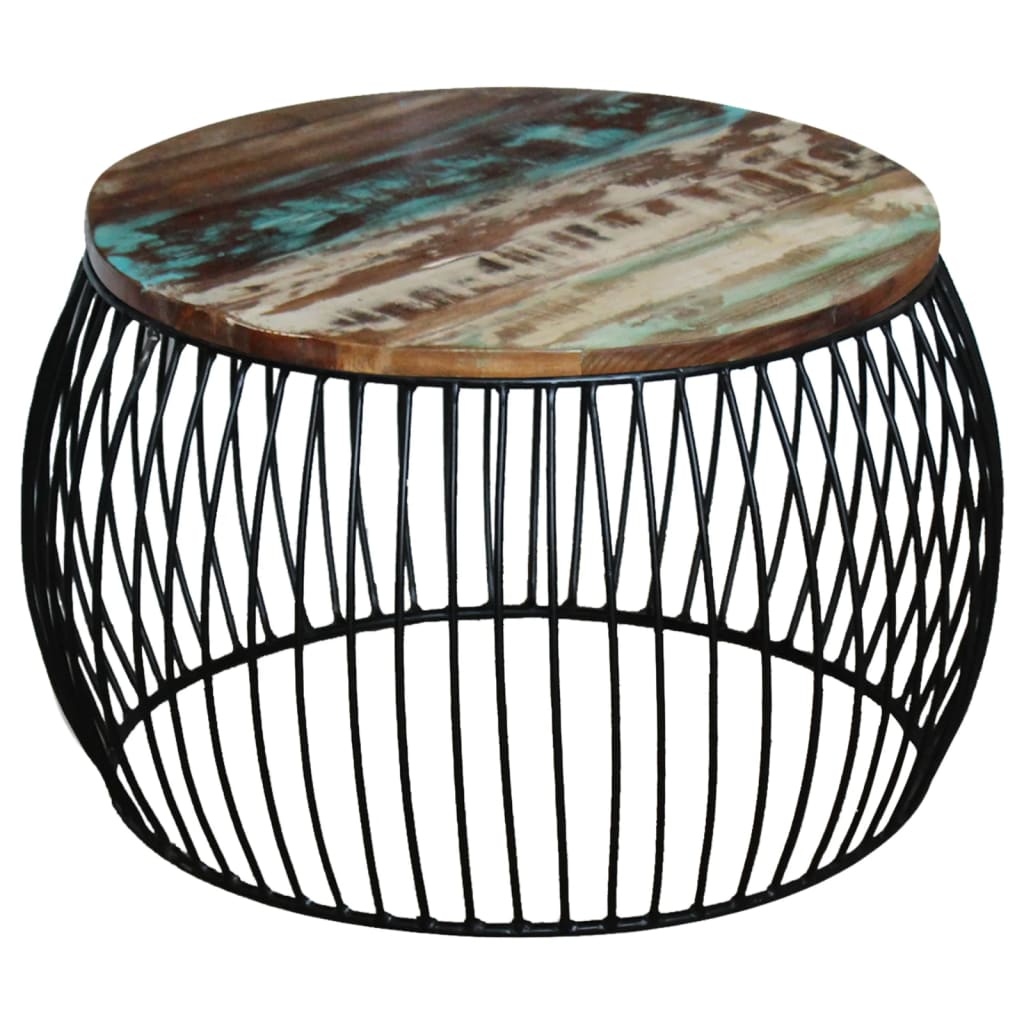 vidaXL Salontafel rond 68x37 cm massief gerecycled hout