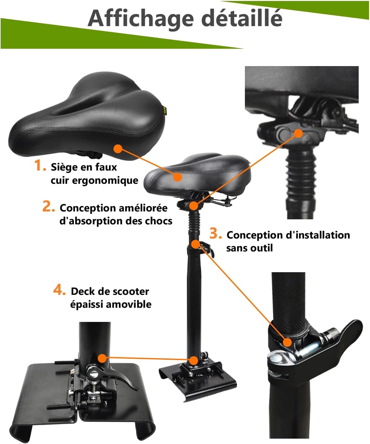Elektrische stepstoel voor 13-19 cm breed gebogen pedaalrand – voor Segway Ninebot Max G30P – schokbestendig, in hoogte verstelbaar, opvouwbaar