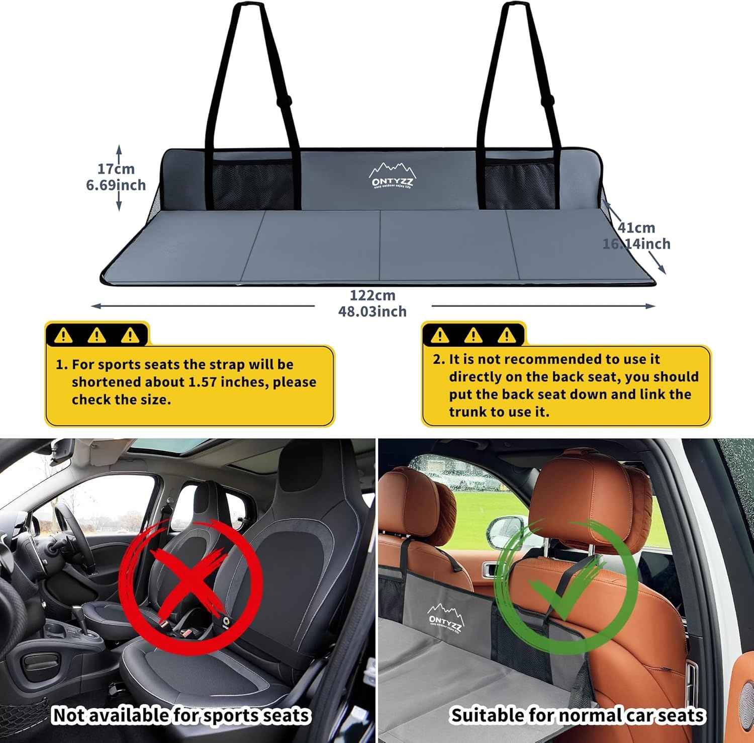 ONTYZZ Niet-opblaasbare auto-campingmatras Opvouwbaar SUV-bedmatras voor slaap Draagbare autorugleuningverlenging voor SUV-vrachtwagen