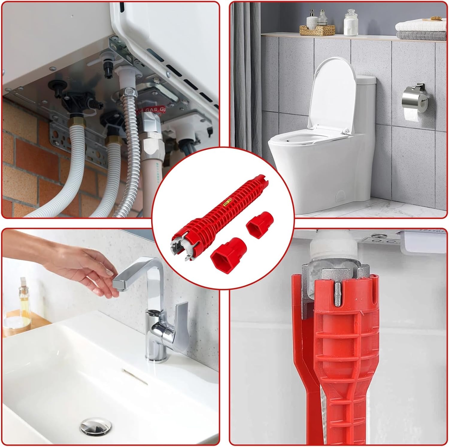 Wastafel Installer Gereedschap, Kraansleutel, Mengkraansleutel, Multifunctionele Pijpsleutel, Geschikt voor Toilet, Keuken, Bad, Multifunctionele Kraansleutel Installer voor Spoel/Bad