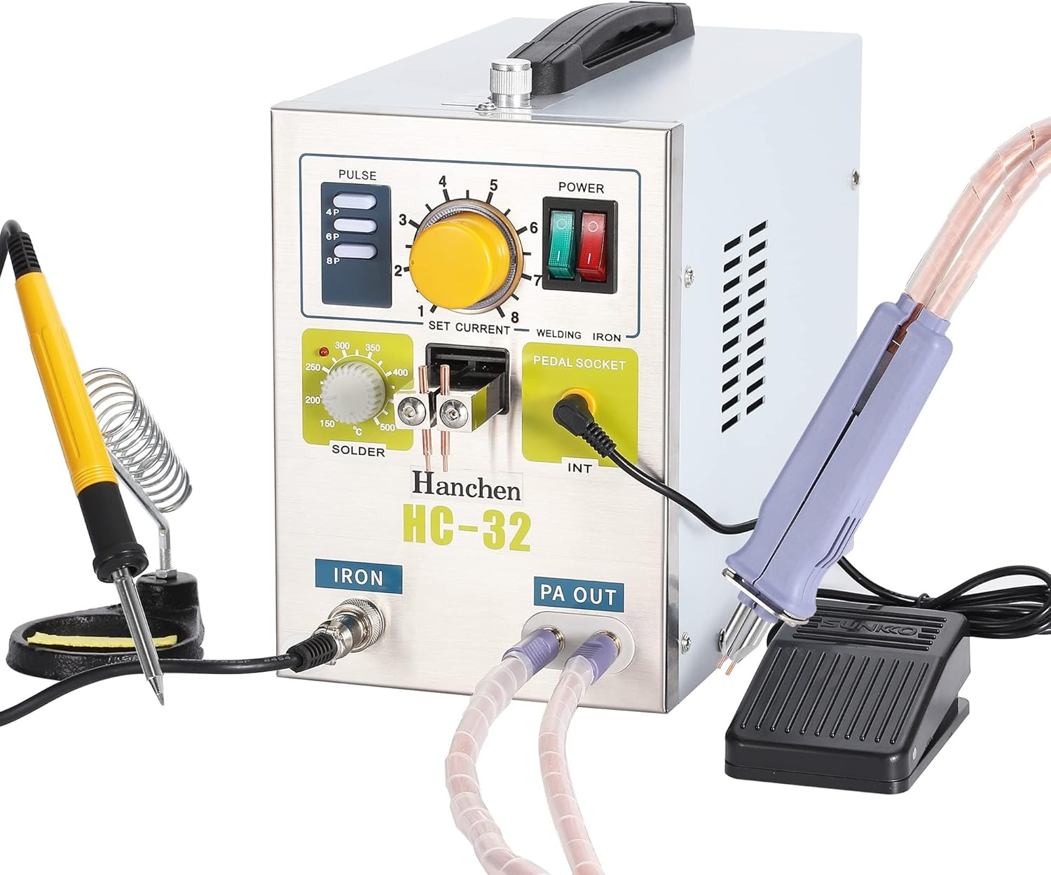 Hanchen Puntlasapparaat voor accu lasapparaat professionele batterijen puntlasapparaat Spot Welder lassen & solderen 2 in1 voor 18650 16430 22650 32650 batterij 220 V