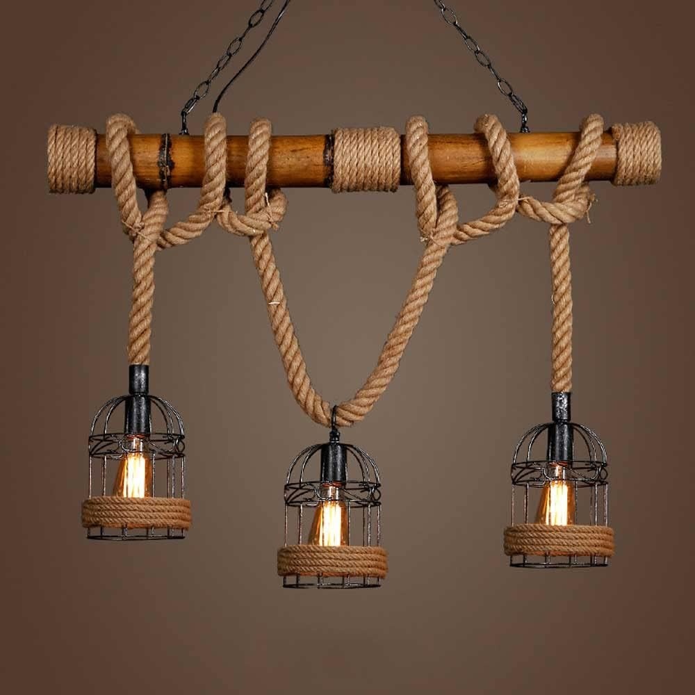 ALETO Industriële Vintage Hanglamp Zwart Bamboe - 3-lichts - 100 cm