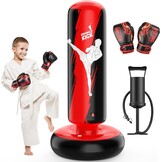 QPAU Bokszak voor kinderen, opblaasbare staande bokszak voor 3-8 kinderen, cadeaus voor jongens en meisjes, staande bokszak voor de praktijk karate, taekwondo, MMA