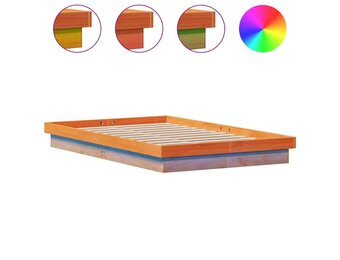 vidaXL Bedframe Grenenhout met LED - 140x200 cm - 35% Korting