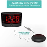 ANJANK Zeer Luide Wekker met Kabelloze Trillingen, Dedschudder Voor Gehoorlozen/Gehoorbeschadigde/Diepslaapers, Dubbel Alarm, Dimmer, Batterij Back-up, USB-lader, Grote Digitale LED-Weergave