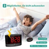 ANJANK Zeer Luide Wekker met Kabelloze Trillingen, Dedschudder Voor Gehoorlozen/Gehoorbeschadigde/Diepslaapers, Dubbel Alarm, Dimmer, Batterij Back-up, USB-lader, Grote Digitale LED-Weergave
