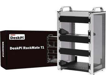 GeeekPi DeskPi RackMate T1, 10 Inch 8U Server Cabinet, 200mm Mini Rack met Rack Schap en Blank Panel, voor 10 Inch AV, NAS en Server Apparatuur (Zilver)