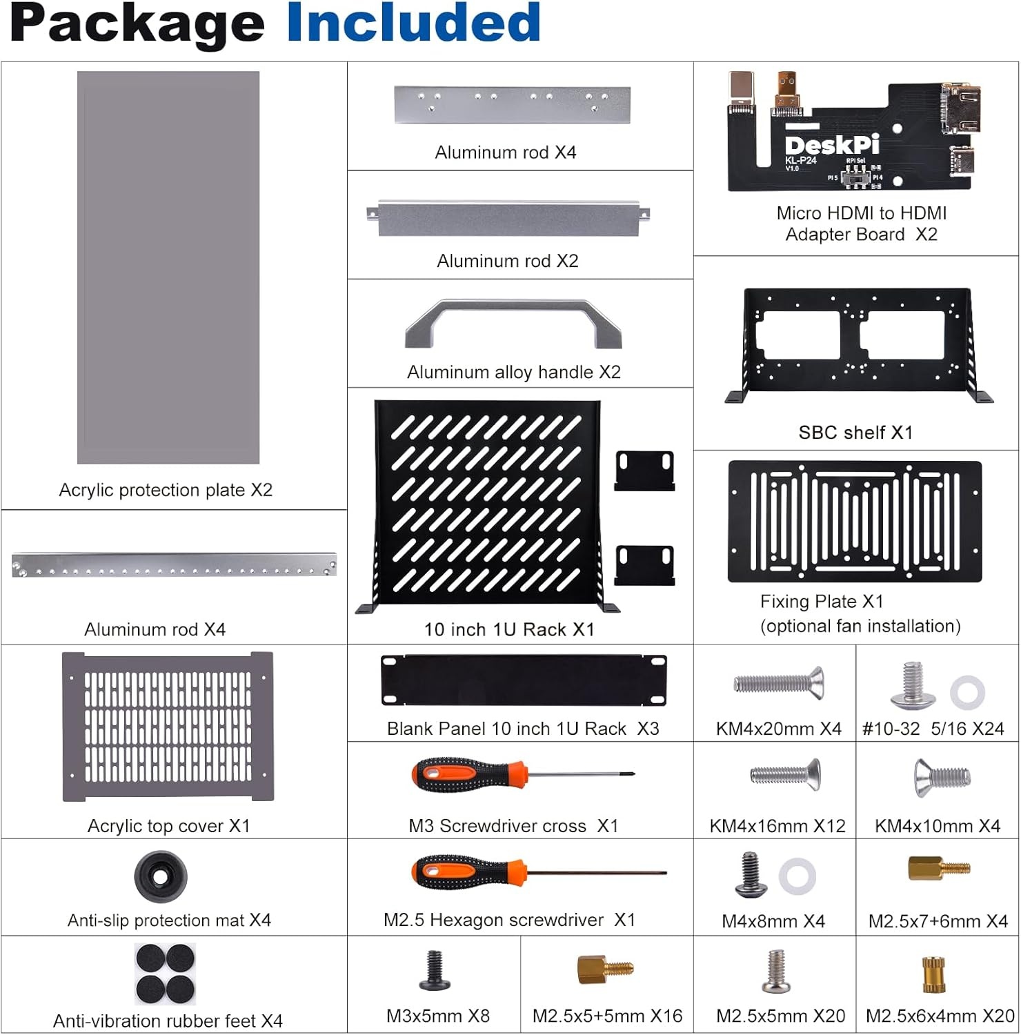 GeeekPi DeskPi RackMate T1, 10 Inch 8U Server Cabinet, 200mm Mini Rack met Rack Schap en Blank Panel, voor 10 Inch AV, NAS en Server Apparatuur (Zilver)