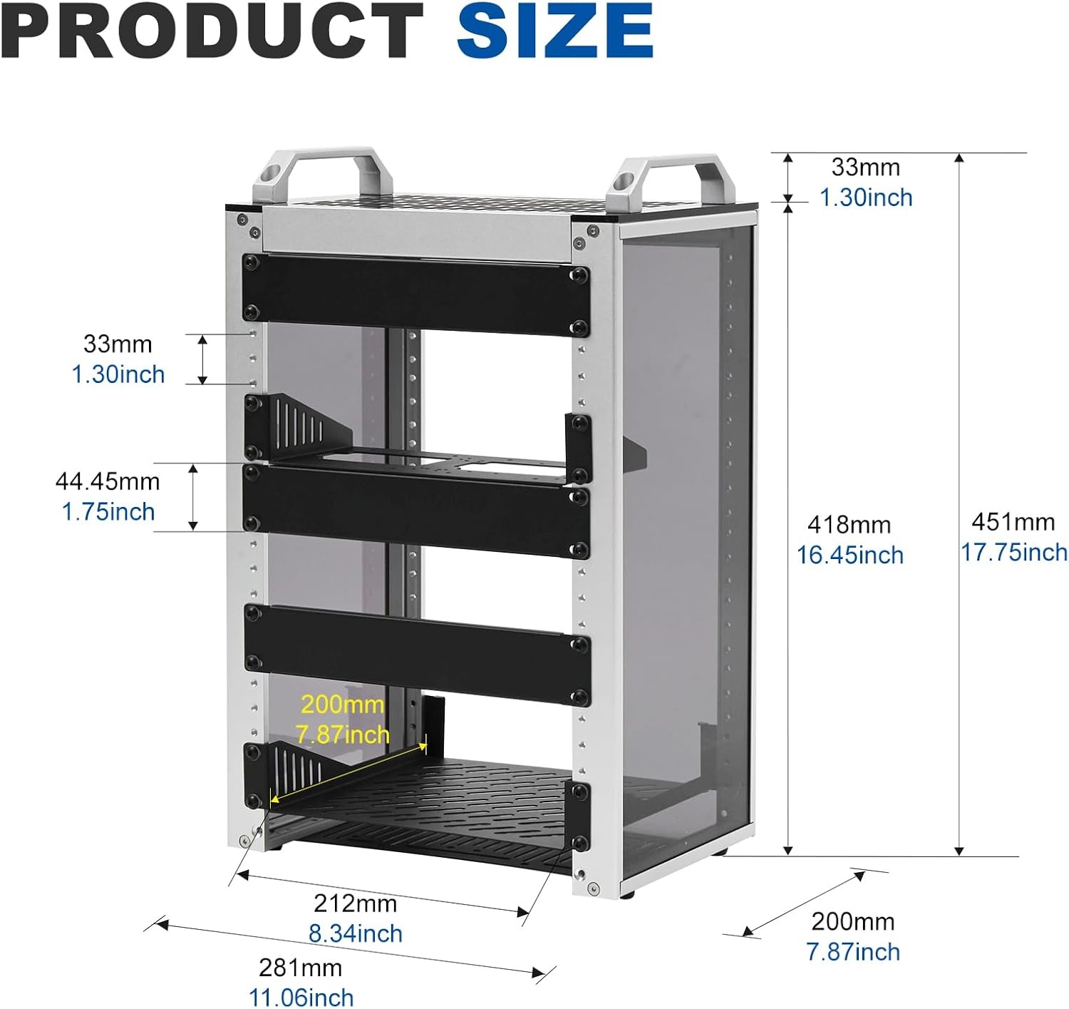 GeeekPi DeskPi RackMate T1, 10 Inch 8U Server Cabinet, 200mm Mini Rack met Rack Schap en Blank Panel, voor 10 Inch AV, NAS en Server Apparatuur (Zilver)