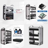 GeeekPi DeskPi RackMate T1, 10 Inch 8U Server Cabinet, 200mm Mini Rack met Rack Schap en Blank Panel, voor 10 Inch AV, NAS en Server Apparatuur (Zilver)