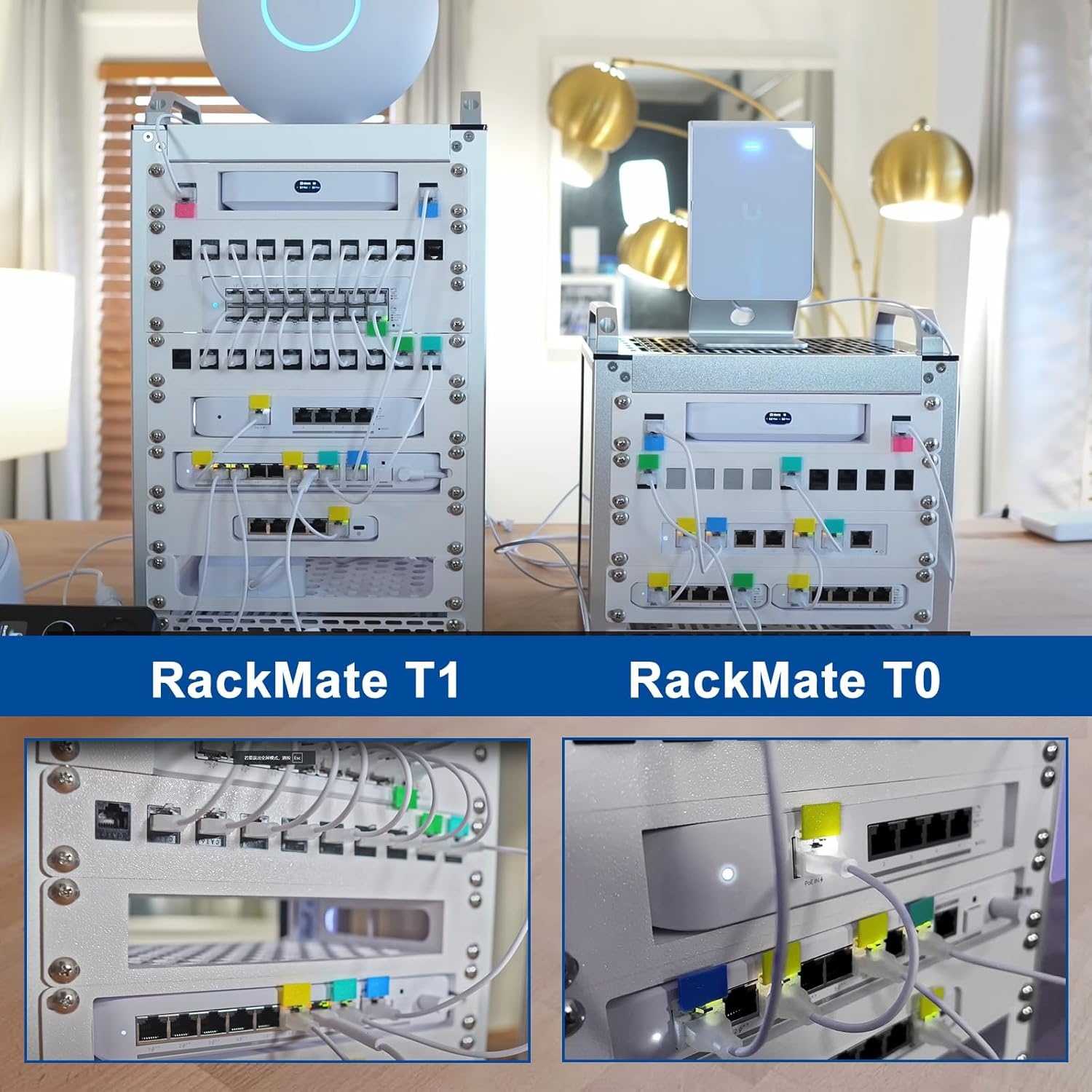 GeeekPi DeskPi RackMate T1, 10 Inch 8U Server Cabinet, 200mm Mini Rack met Rack Schap en Blank Panel, voor 10 Inch AV, NAS en Server Apparatuur (Zilver)