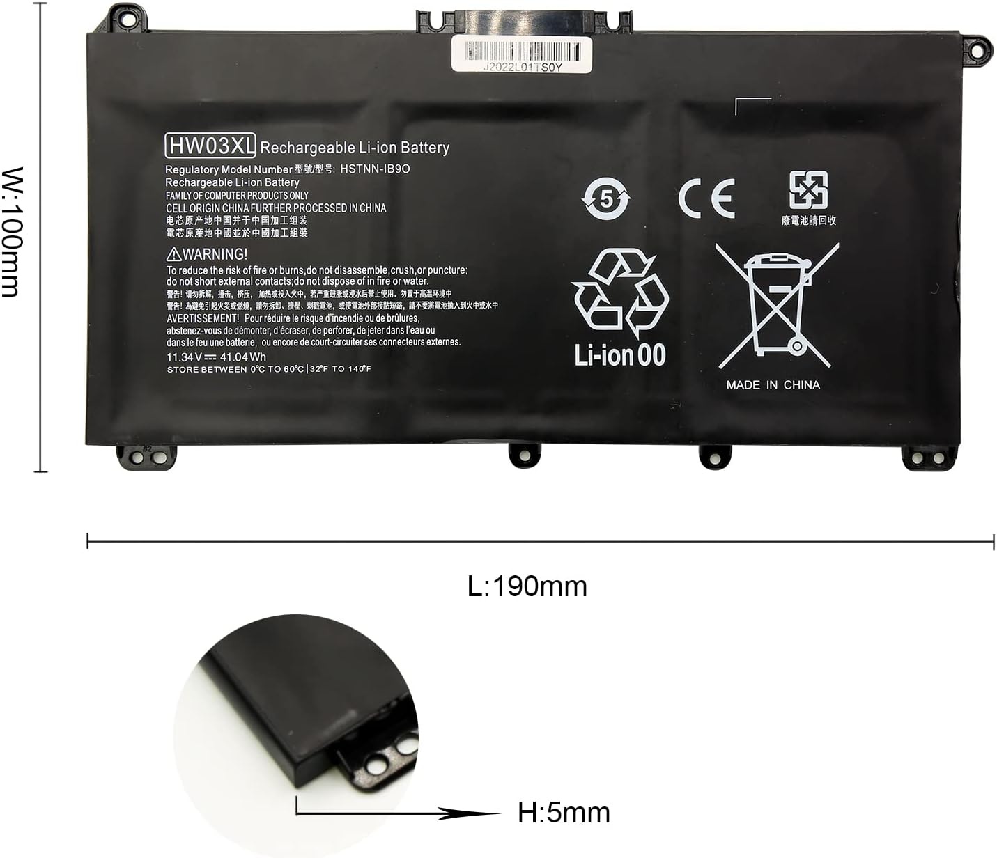 BLESYS HW03XL batterij voor HP Pavilion 15-EG 15-EG 15-EH 17-CN 17-CP 15-eg0xxx 255 G8 G9 Series HWO3XL L97300-005 L96887-1D1 L96887-421 L968887-421 L968888 7-AC1 Laptop 11.34V/41.04Wh