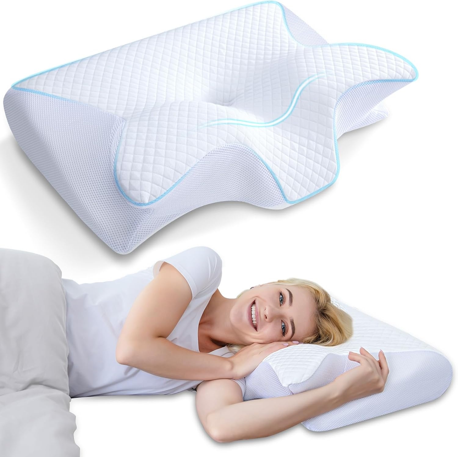 33% Korting: Ergonomisch Nekkussen van Traagschuim - Grijs 60x40x12/14cm