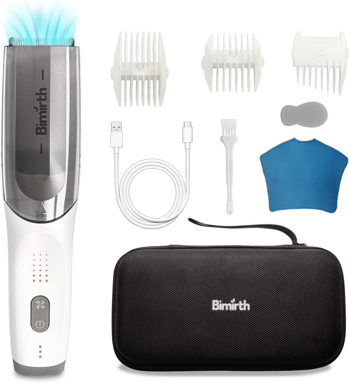 Bimirth Stille tondeuse voor kinderen, stille tondeuse voor kinderen, draadloze haarsnijmachine, USB-oplaadbaar, waterdicht, 3 geleidingskammen (met opbergtas)