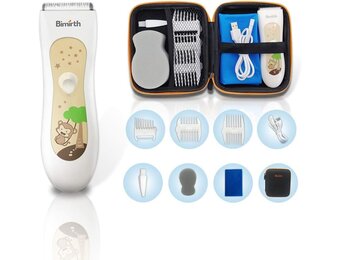 Bimirth Stille tondeuse voor kinderen, stille tondeuse voor kinderen, draadloze haarsnijmachine, USB-oplaadbaar, waterdicht, 3 geleidingskammen (met opbergtas)