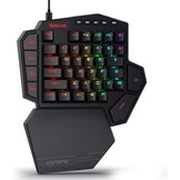 Redragon K585 DITI Mechanisch gamingtoetsenbord RGB met één hand, professioneel gamingtoetsenbord type C met 7 geïntegreerde macrotoetsen, afneembare polssteun, 42 toetsen, Amerikaanse lay-out