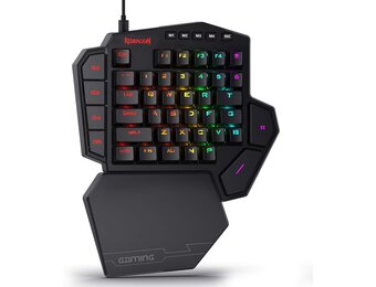 Redragon K585 DITI Mechanisch gamingtoetsenbord RGB met één hand, professioneel gamingtoetsenbord type C met 7 geïntegreerde macrotoetsen, afneembare polssteun, 42 toetsen, Amerikaanse lay-out