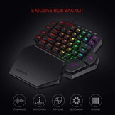 Redragon K585 DITI Mechanisch gamingtoetsenbord RGB met één hand, professioneel gamingtoetsenbord type C met 7 geïntegreerde macrotoetsen, afneembare polssteun, 42 toetsen, Amerikaanse lay-out