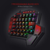 Redragon K585 DITI Mechanisch gamingtoetsenbord RGB met één hand, professioneel gamingtoetsenbord type C met 7 geïntegreerde macrotoetsen, afneembare polssteun, 42 toetsen, Amerikaanse lay-out