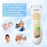 Bimirth Stille tondeuse voor kinderen, stille tondeuse voor kinderen, draadloze haarsnijmachine, USB-oplaadbaar, waterdicht, 3 geleidingskammen (met opbergtas)