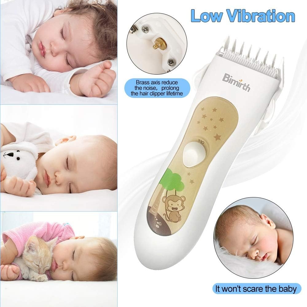 Bimirth Stille tondeuse voor kinderen, stille tondeuse voor kinderen, draadloze haarsnijmachine, USB-oplaadbaar, waterdicht, 3 geleidingskammen (met opbergtas)