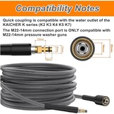 10M Hogedrukreiniger Vervangende Slang voor Karcher K2 K3 K4 K5 K6 K7, Klik Bajonet naar M22 14mm 3600PSI Super Flexibele Hogedrukslang voor Kärcher Alleen Schroefdraad Uitlaat