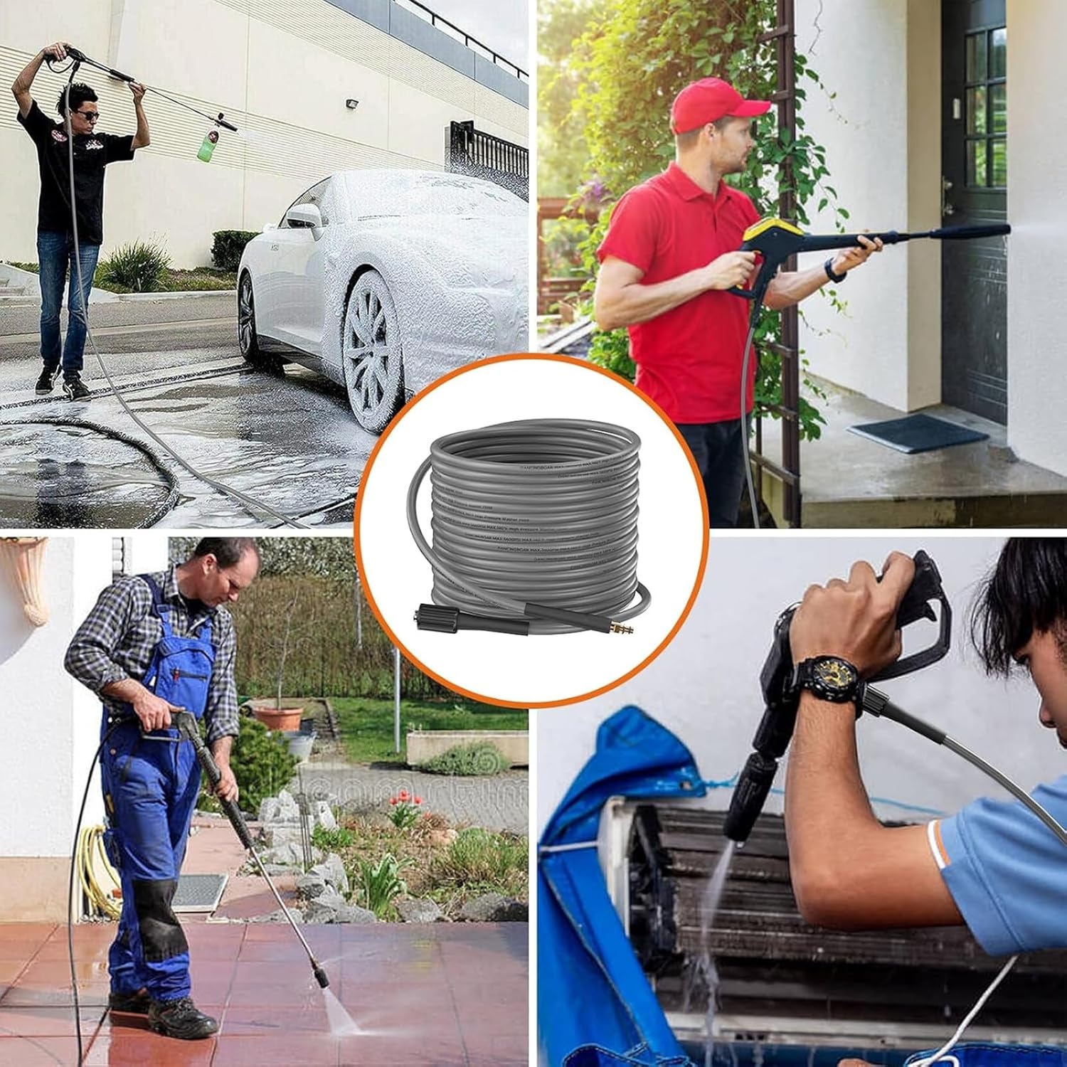 10M Hogedrukreiniger Vervangende Slang voor Karcher K2 K3 K4 K5 K6 K7, Klik Bajonet naar M22 14mm 3600PSI Super Flexibele Hogedrukslang voor Kärcher Alleen Schroefdraad Uitlaat